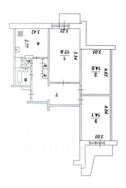 3-комн.кв., 78 м², этаж 13