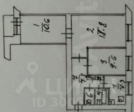 3-комн.кв., 60 м², этаж 6