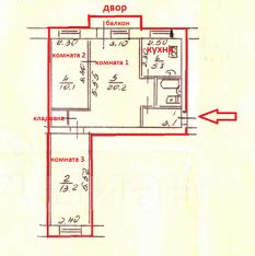 3-комн.кв., 56 м², этаж 4