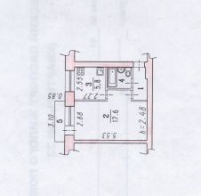 1-комн.кв., 30 м², этаж 3