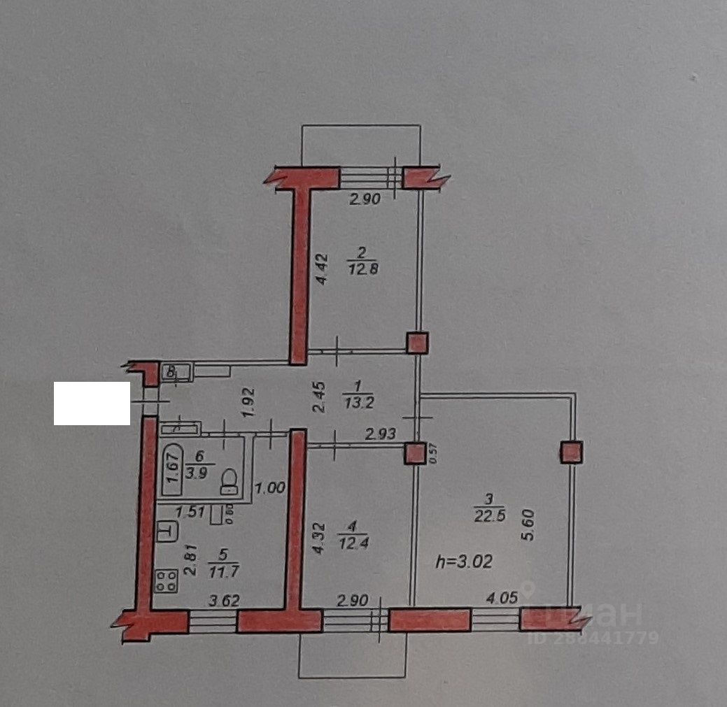 Продаю трехкомнатную квартиру 76,8м² ул. Руднева, 76, Хабаровск, Хабаровский  край - база ЦИАН, объявление 288441779