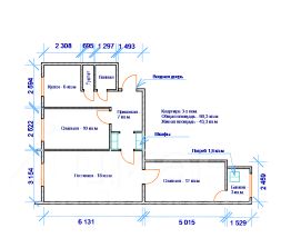 3-комн.кв., 61 м², этаж 1