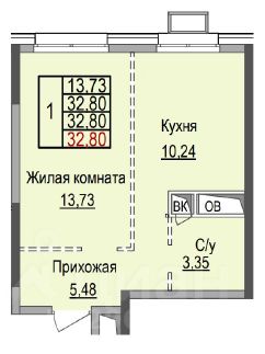 1-комн.кв., 33 м², этаж 23