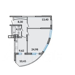 2-комн.кв., 71 м², этаж 6