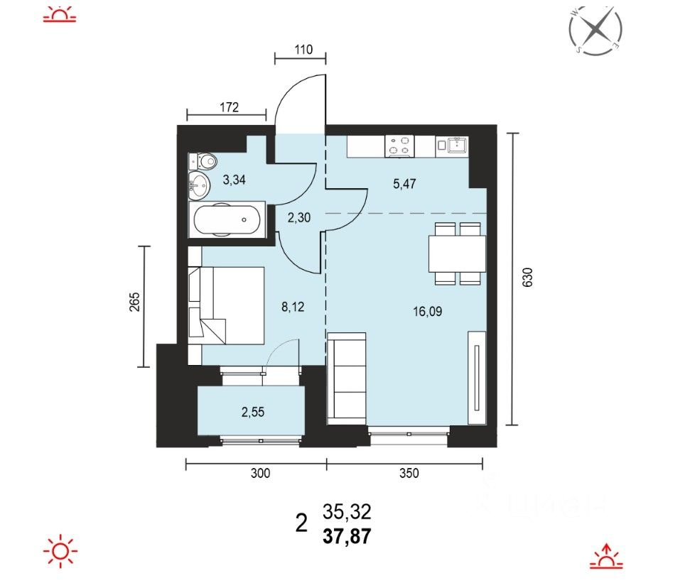 Продажа однокомнатной квартиры 38м² ул. Березовая Роща, 13А, Иркутск,  Иркутская область - база ЦИАН, объявление 301289248