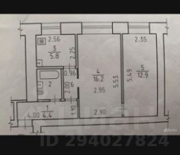 2-комн.кв., 43 м², этаж 1