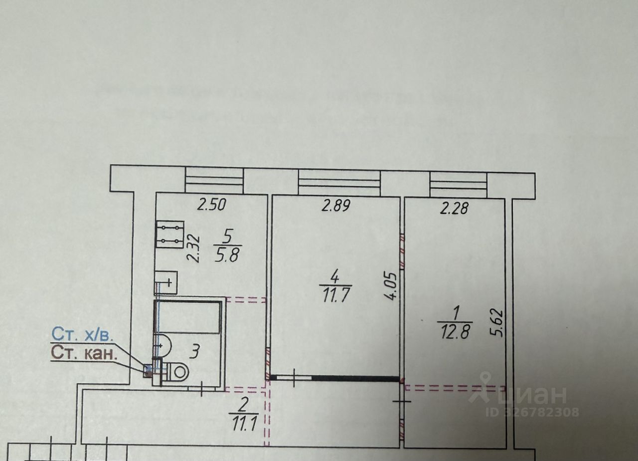 2-к кв. Калужская область, Калуга ул. Никитина, 95 (44.4 м²)