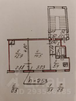 2-комн.кв., 40 м², этаж 3