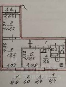 3-комн.кв., 63 м², этаж 6