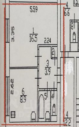 1-комн.кв., 33 м², этаж 2