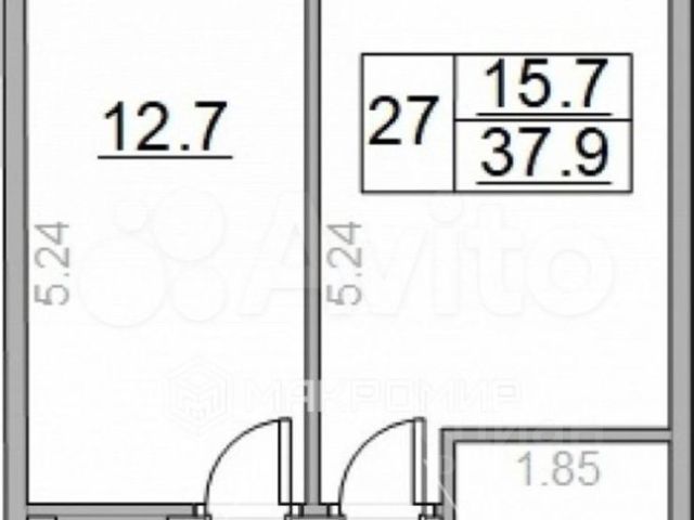 1-комн., 37,9 м², 3/13 этаж