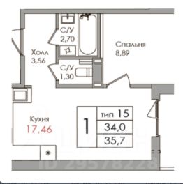 1-комн.кв., 34 м², этаж 5