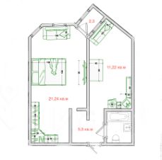 1-комн.кв., 44 м², этаж 4