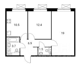 2-комн.кв., 54 м², этаж 5