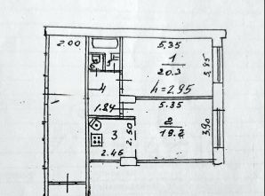 2-комн.кв., 55 м², этаж 2