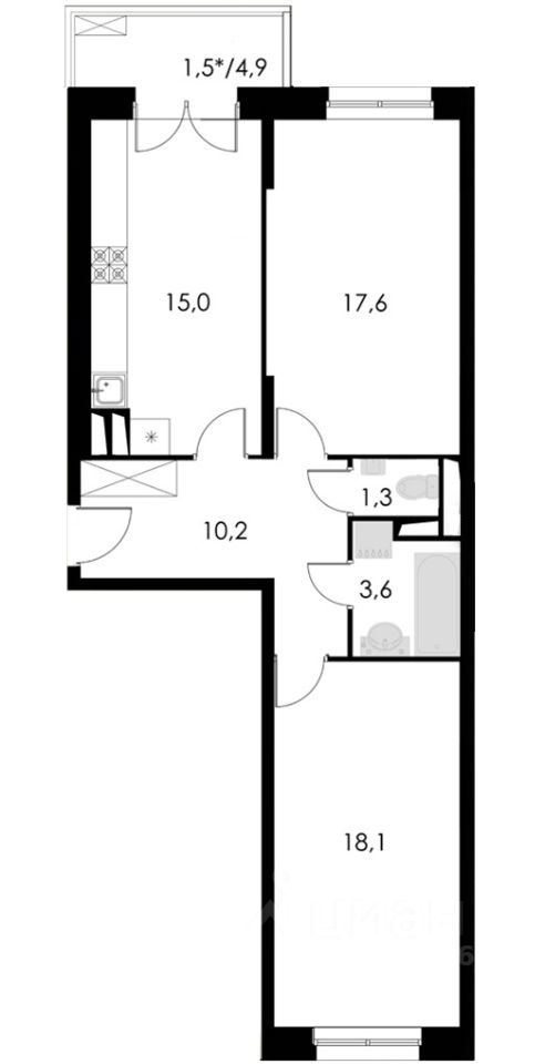 Продаю двухкомнатную квартиру 67.4м² ул. Кузьминская, 5к1, Котельники ...