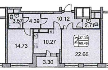 2-комн.кв., 72 м², этаж 20