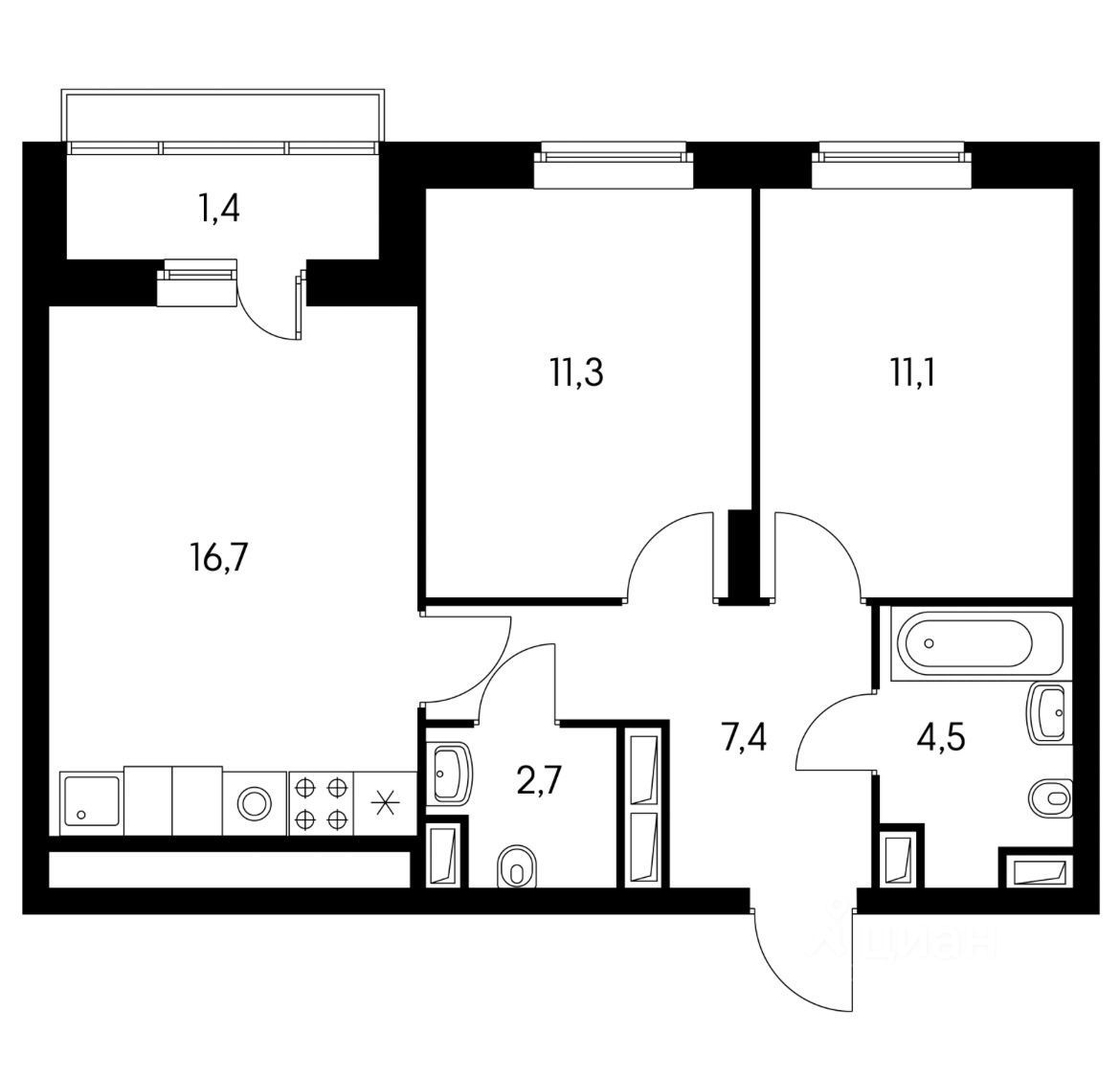 Купить двухкомнатную квартиру 52,4м² ул. Сосновая, 1к2, Котельники, Московская  область, Люберецкий район, Котельники городской округ, м. Котельники - база  ЦИАН, объявление 298068315