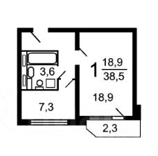 1-комн.кв., 39 м², этаж 4