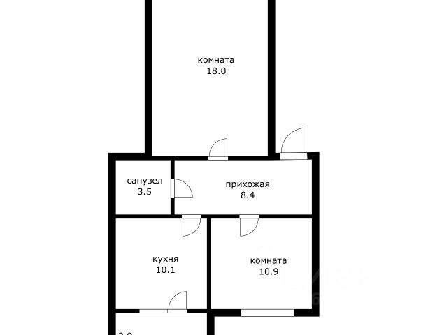 2-комн., 53,8 м², 2/4 этаж