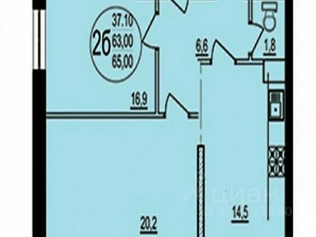 2-комн., 62 м², 11/16 этаж