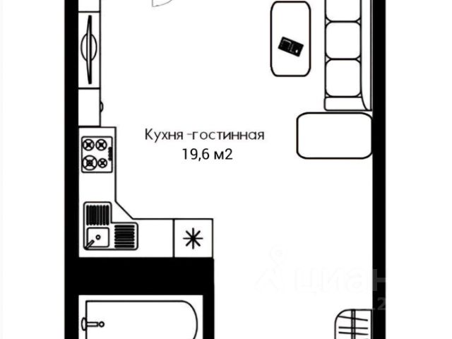 Студия, 27,3 м², 10/25 этаж