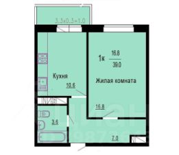 1-комн.кв., 40 м², этаж 7