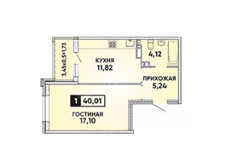 1-комн.кв., 40 м², этаж 4