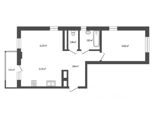 2-комн., 51,2 м², 4/8 этаж