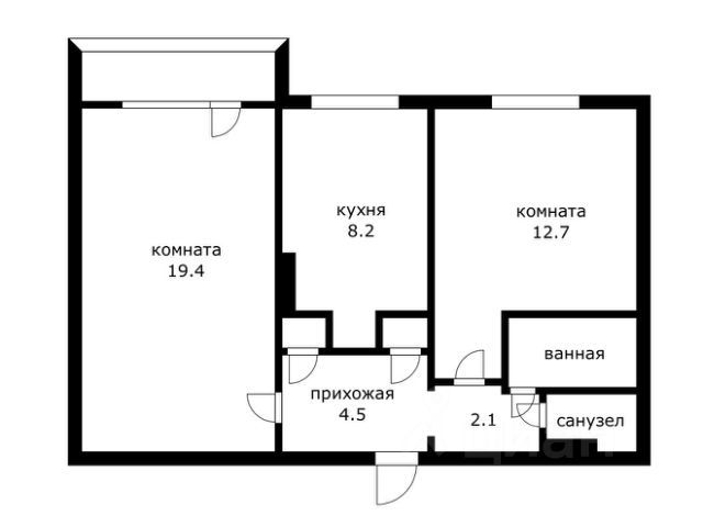 2-комн., 51,4 м², 3/9 этаж
