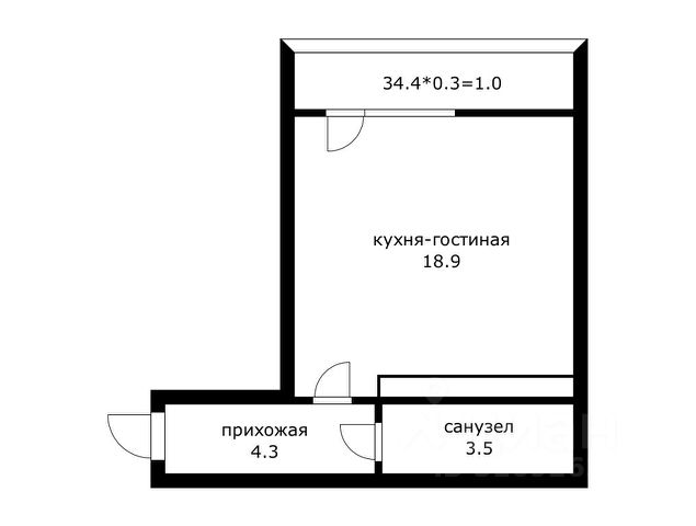 Студия, 26 м², 5/19 этаж