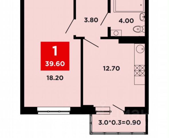 1-комн., 39 м², 7/20 этаж