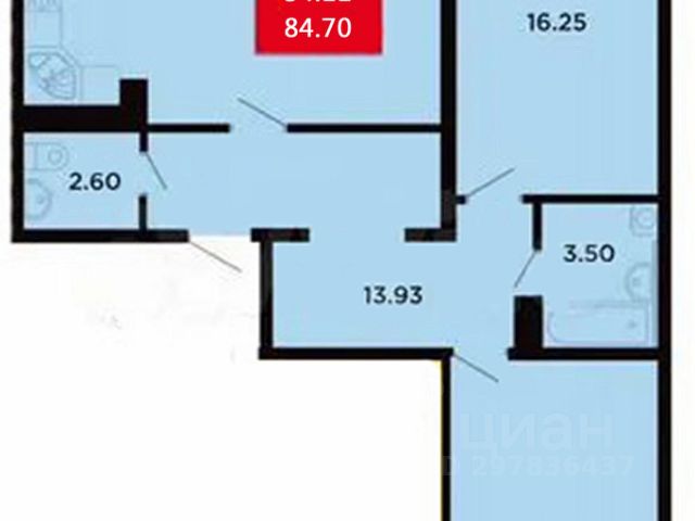 3-комн., 84,7 м², 14/16 этаж