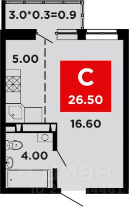 студия, 27 м², этаж 8