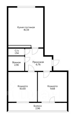 2-комн.кв., 53 м², этаж 5