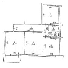 3-комн.кв., 86 м², этаж 1