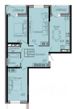 3-комн.кв., 85 м², этаж 14