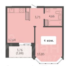 1-комн.кв., 40 м², этаж 17