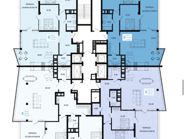 3-комн., 168 м², 25/26 этаж