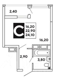 студия, 24 м², этаж 13