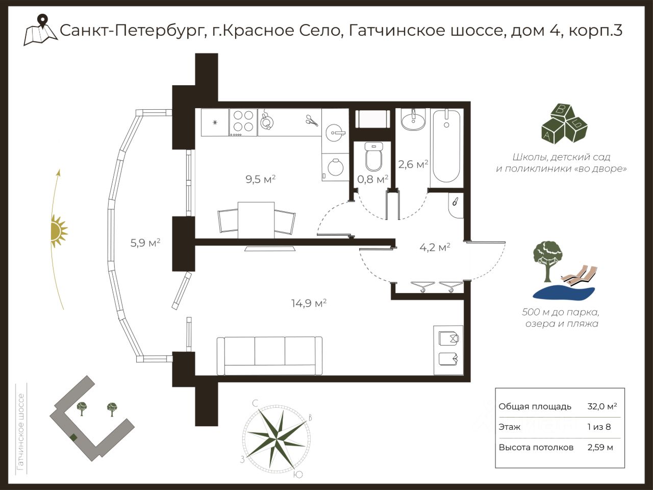 Купить 1-комнатную квартиру на шоссе Гатчинское в городе Красное Село в  Санкт-Петербурге, продажа однокомнатных квартир во вторичке и первичке на  Циан. Найдено 11 объявлений