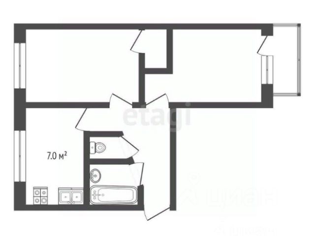 2-комн., 45,4 м², 1/5 этаж
