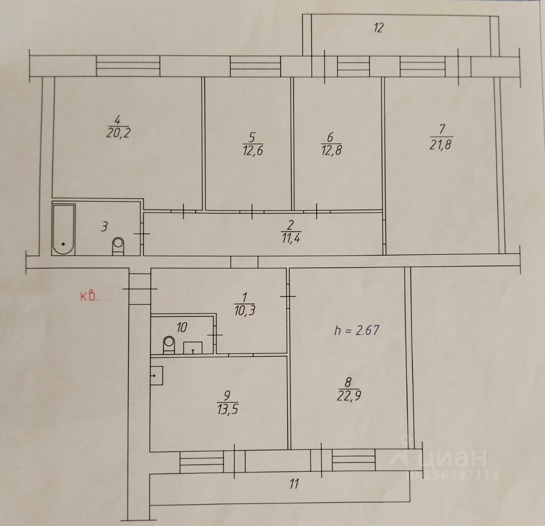 Продаю четырехкомнатную квартиру 133м² ул. 78-й Добровольческой Бригады, 14А,  Красноярск, Красноярский край - база ЦИАН, объявление 296987114