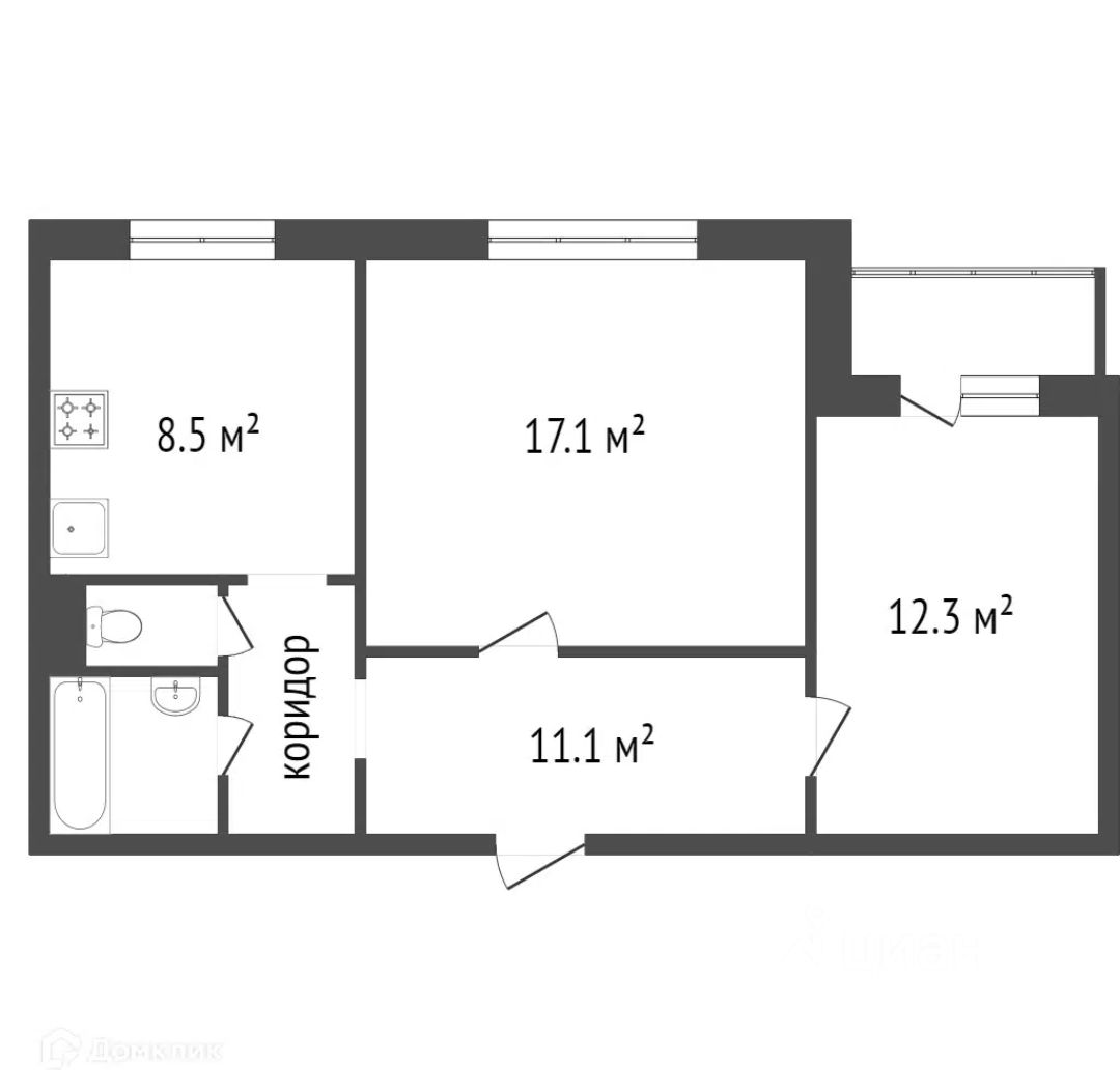 Продается2-комн.квартира,52м²