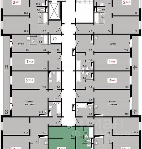 1-комн., 42 м², 5/17 этаж