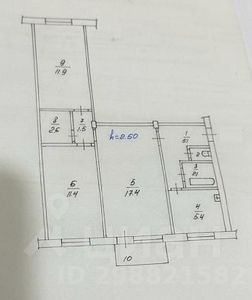 3-комн.кв., 59 м², этаж 2