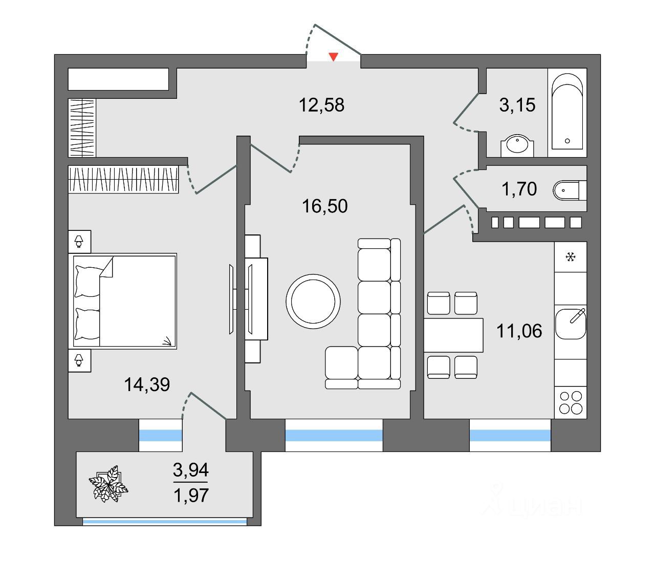 Продажа 2-комнатной квартиры 63.32 кв.м, Липецк, ул. Фрунзе 81, центр  города, ипотека