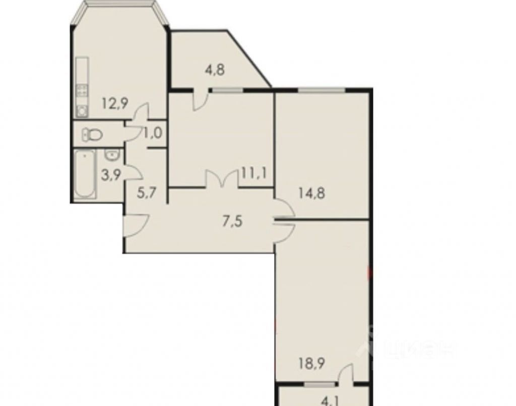 Продажа трехкомнатной квартиры 78м² ул. Юности, 1, Лобня, Московская  область, Лобня городской округ, м. Лобня - база ЦИАН, объявление 304018879