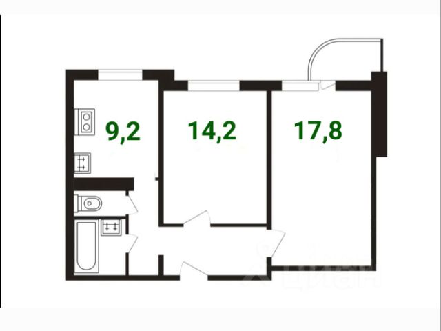2-комн., 54 м², 14/14 этаж