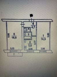 2-комн.кв., 45 м², этаж 5